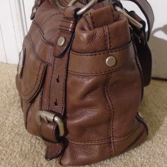 FOSSIL Vintage Brown Leather Shoulder Satchel Bag - Picture 4 of 7